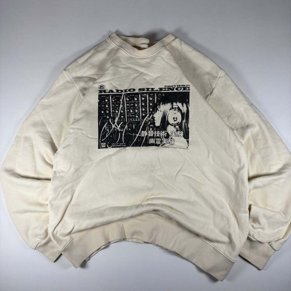 John Galt Brandy Melville Radio Silence Sweatshirt Cream Oversized Women's OSFA